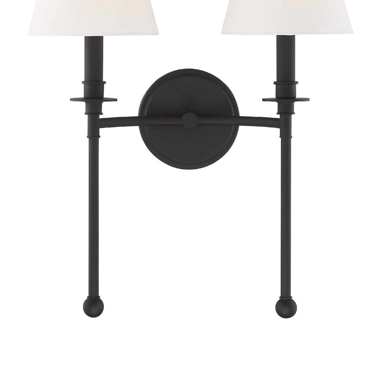 Bellamy Double Wall Sconce 20", Forged Black and White Fabric