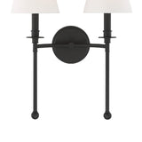 Bellamy Double Wall Sconce 20", Forged Black and White Fabric