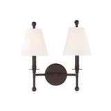 Bellamy Double Wall Sconce 20", Bronze and White Fabric