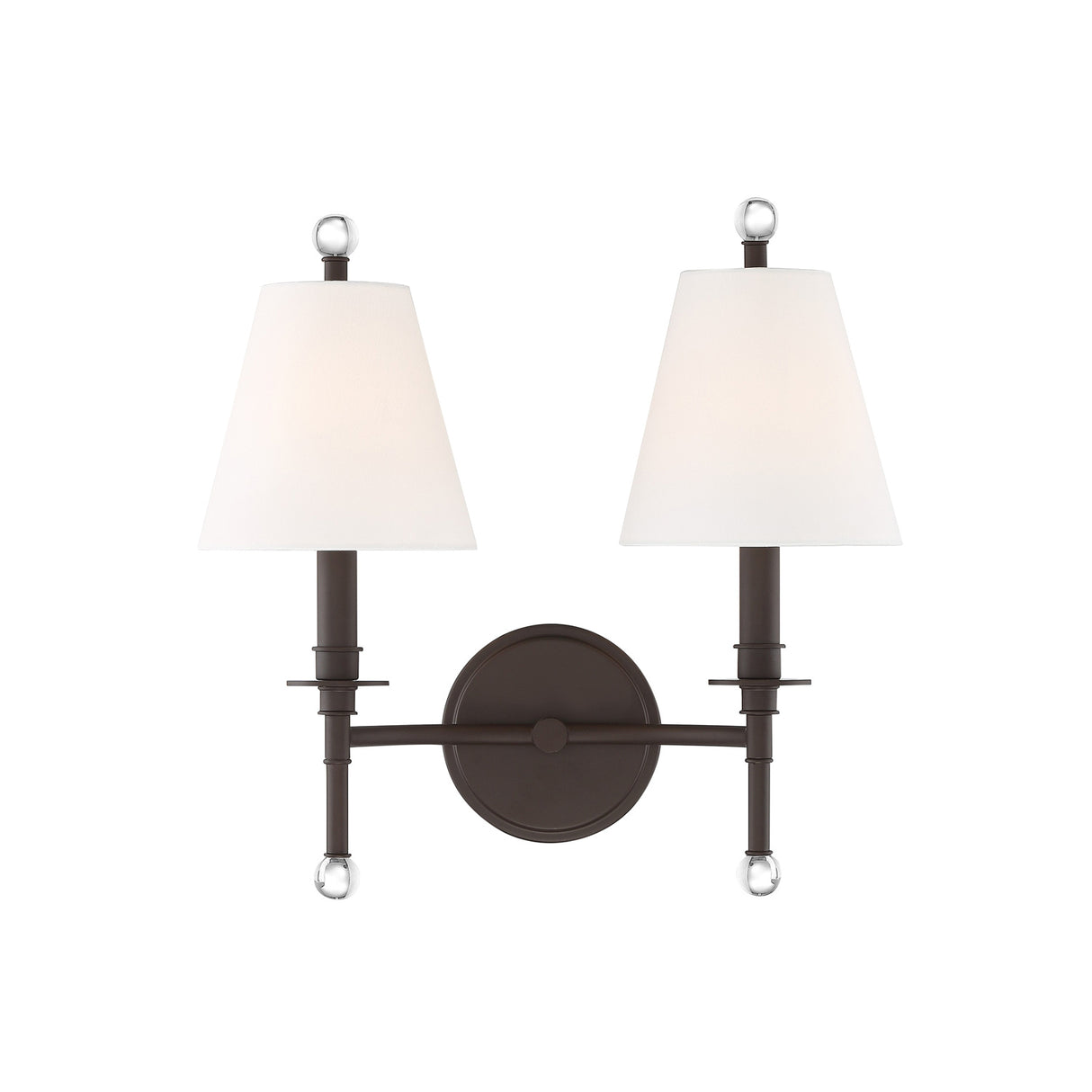 Bellamy Double Wall Sconce 20", Bronze and White Fabric