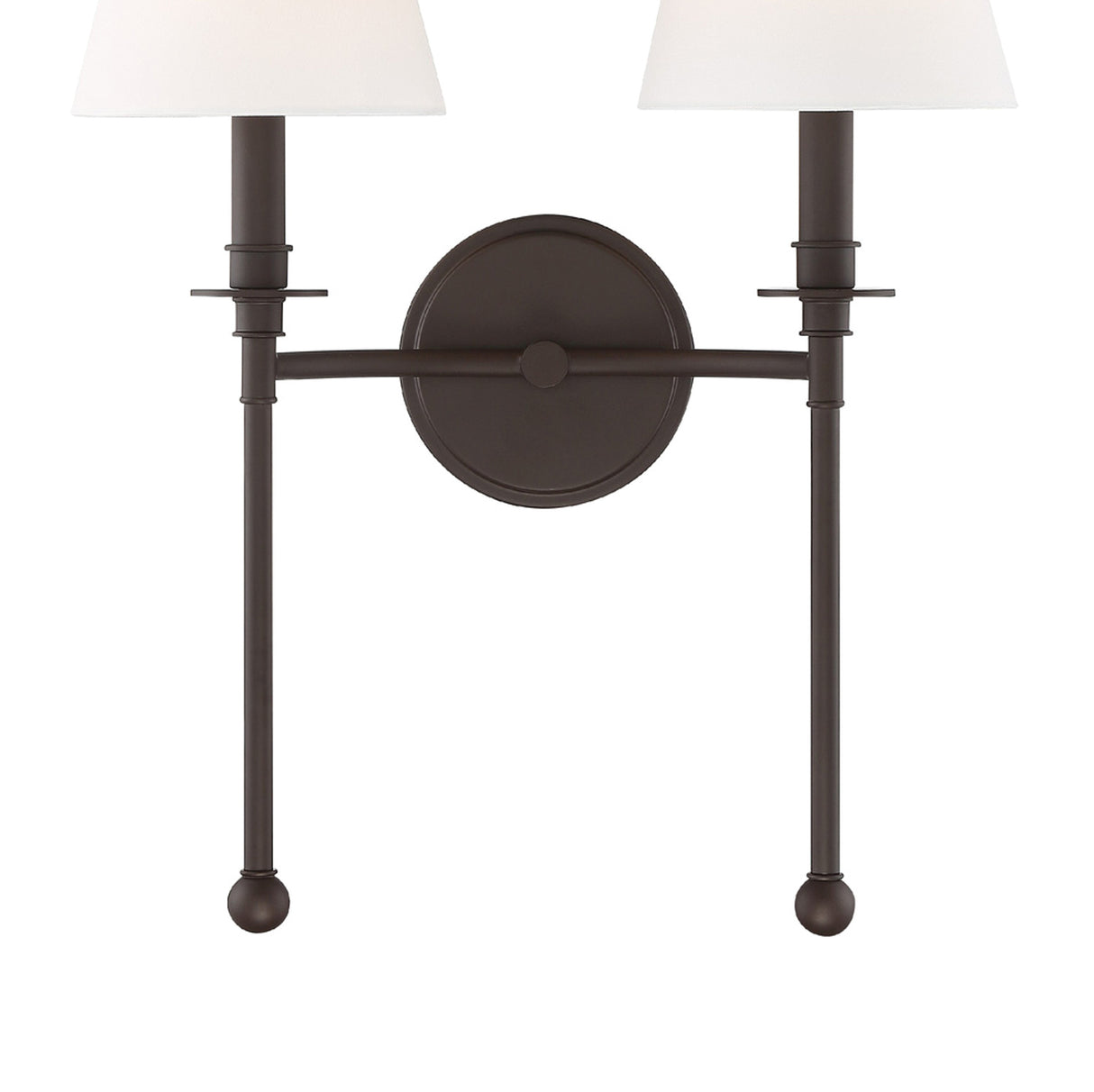 Bellamy Double Wall Sconce 20", Bronze and White Fabric