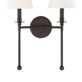 Bellamy Double Wall Sconce 20", Bronze and White Fabric