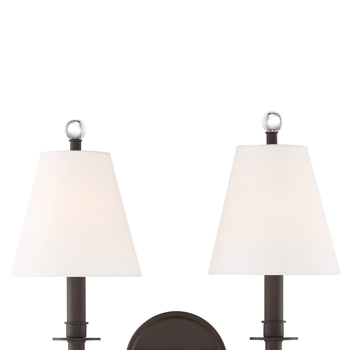 Bellamy Double Wall Sconce 20", Bronze and White Fabric