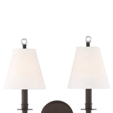 Bellamy Double Wall Sconce 20", Bronze and White Fabric