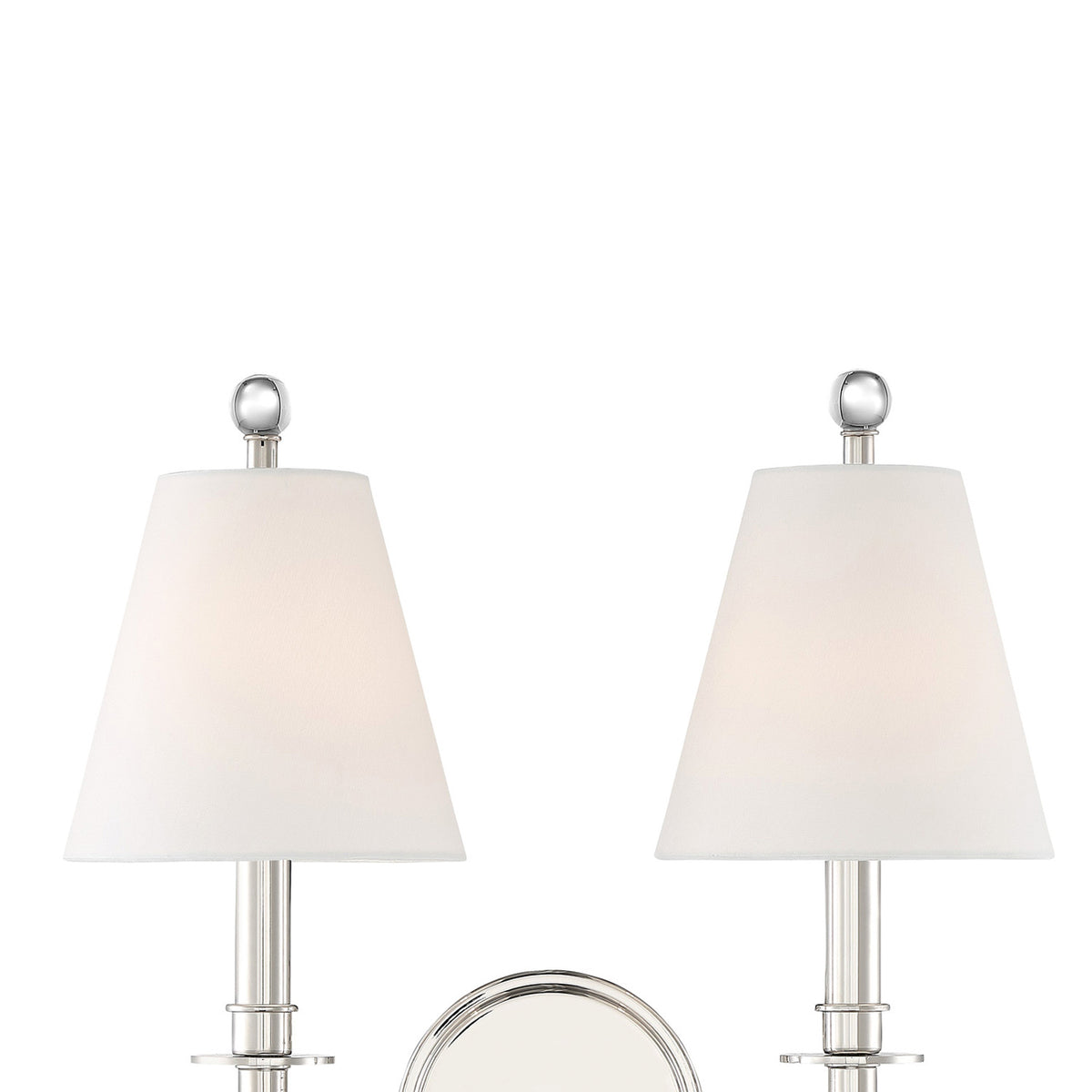Bellamy Double Wall Sconce 20", Polished Nickel and White Fabric
