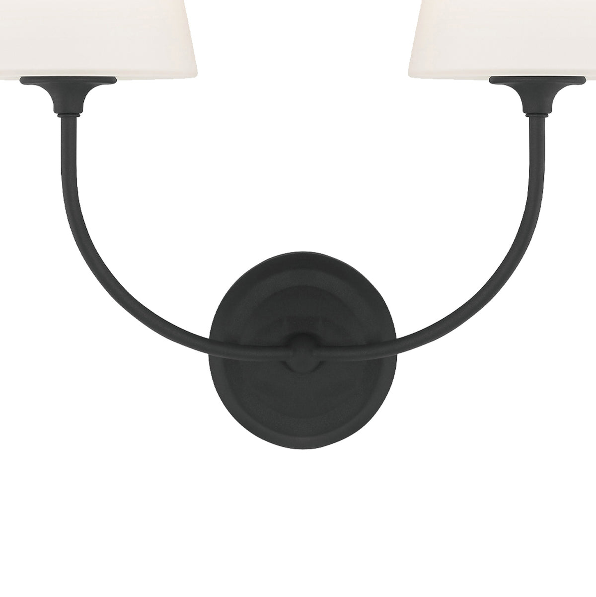Estelle 2 Light Vanity Sconce 14", Forged Black and Opal Glass