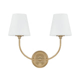 Estelle 2 Light Vanity Sconce 14", Brass and Opal Glass