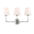 Estelle 3 Light Vanity 23", Chrome and Opal Glass, front view with three tapered shades on chrome arms and a round backplate
