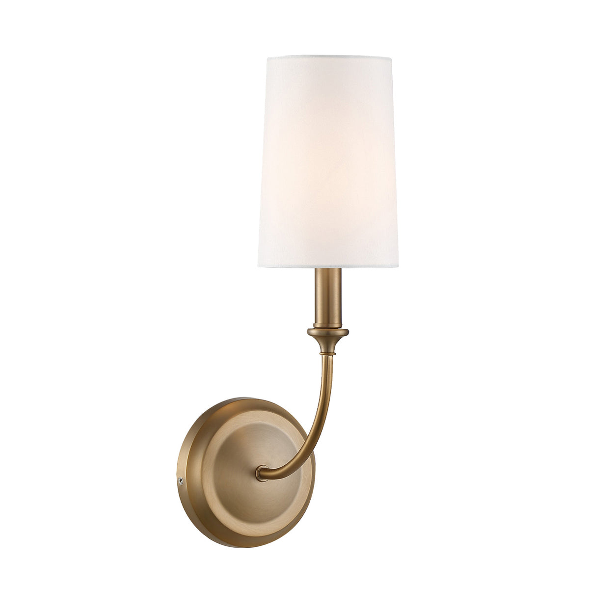 Estelle Wall Sconce 16", Brass and White Linen