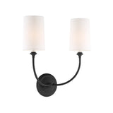 Estelle Double Wall Sconce 17", Forged Black and White Linen