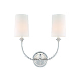 Estelle Double Wall Sconce 17", Polished Nickel and White Linen