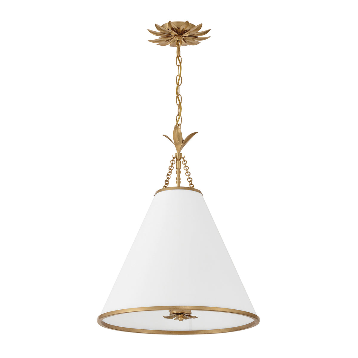 Alice Conical Pendant 18", Antique Gold with Fabric Shade