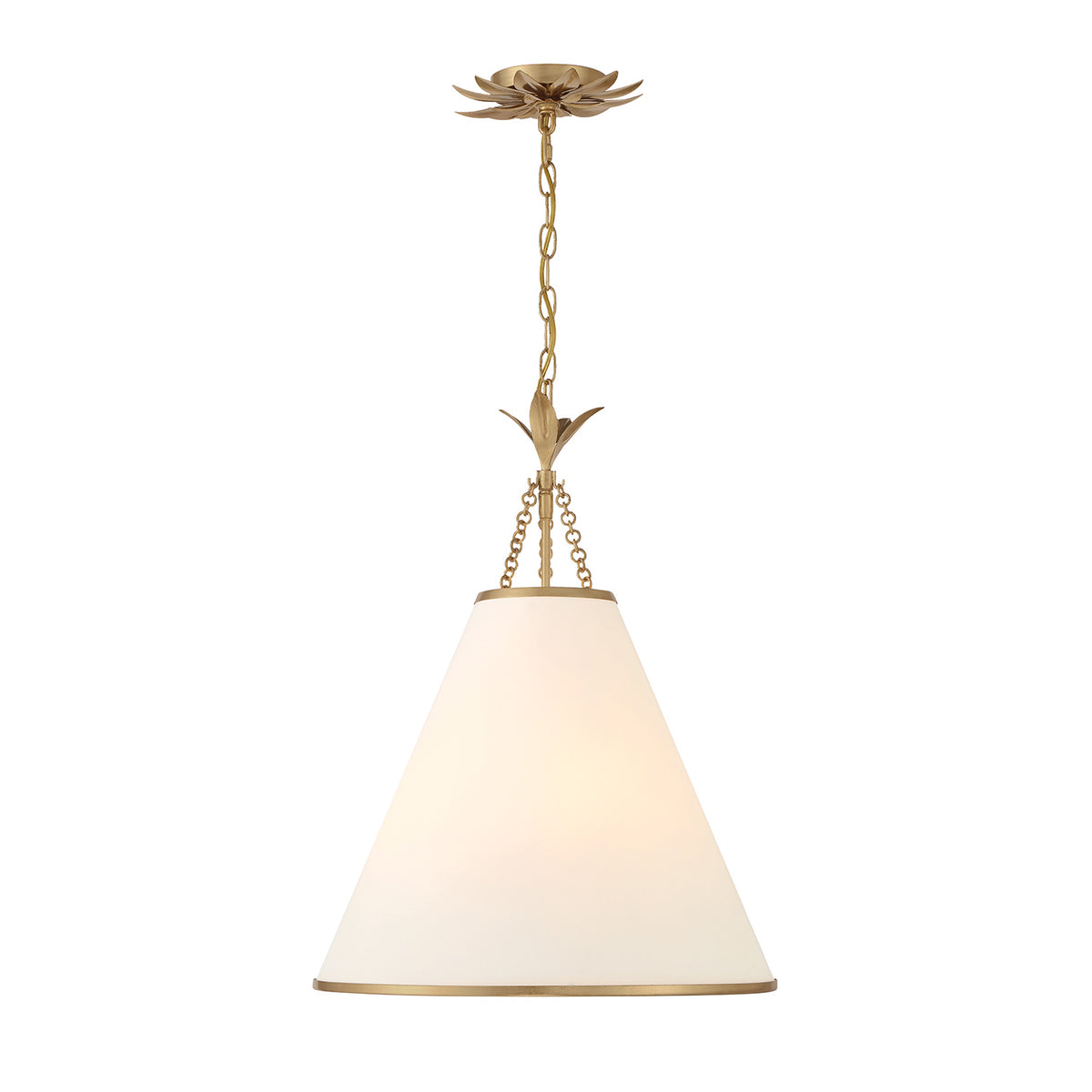 Alice Conical Pendant 18", Antique Gold with Fabric Shade