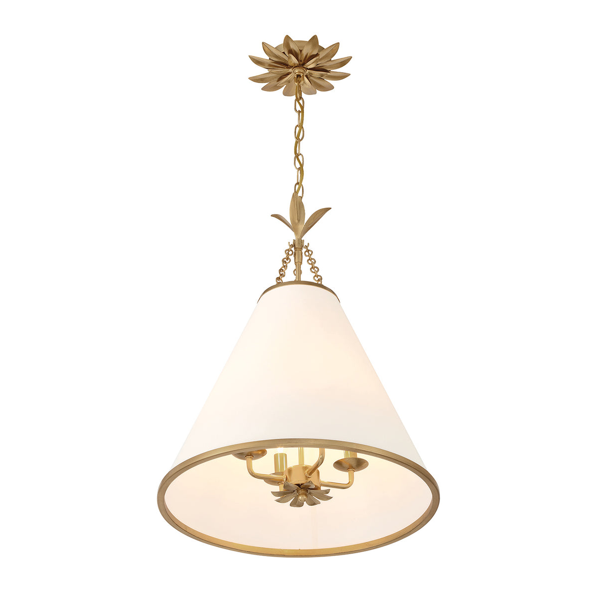 Alice Conical Pendant 18", Antique Gold with Fabric Shade