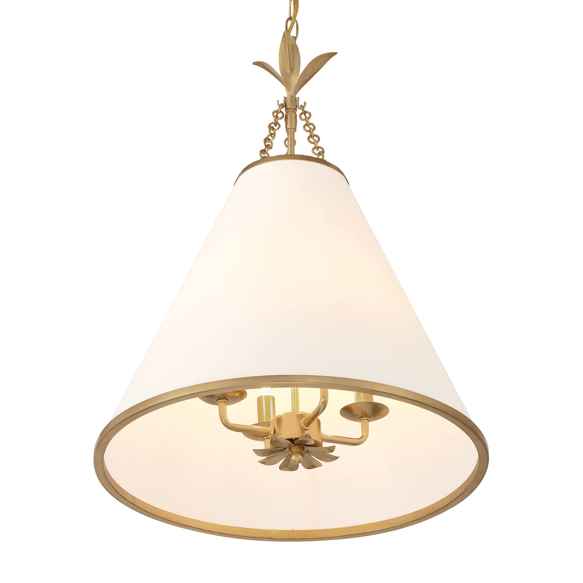 Alice Conical Pendant 18", Antique Gold with Fabric Shade