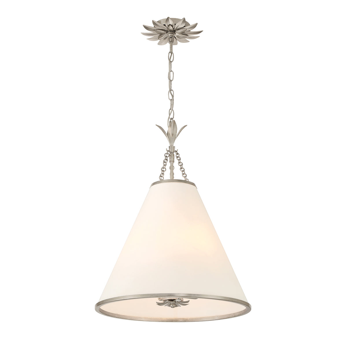 Alice Conical Pendant 18", Antique Silver with Fabric Shade
