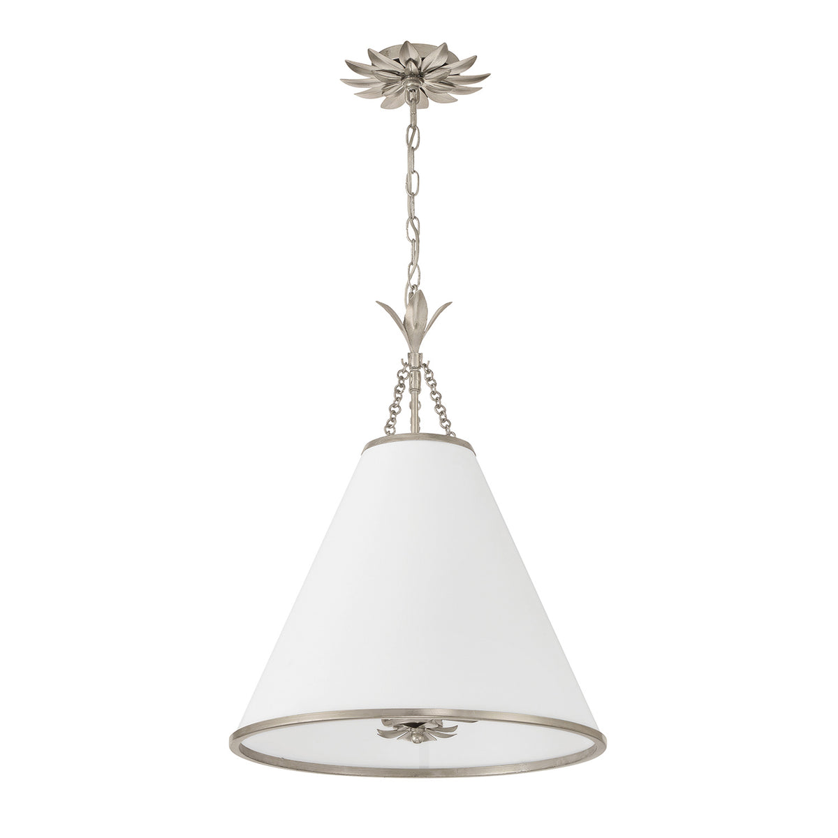 Alice Conical Pendant 18", Antique Silver with Fabric Shade