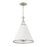 Alice Conical Pendant 18", Antique Silver with Fabric Shade