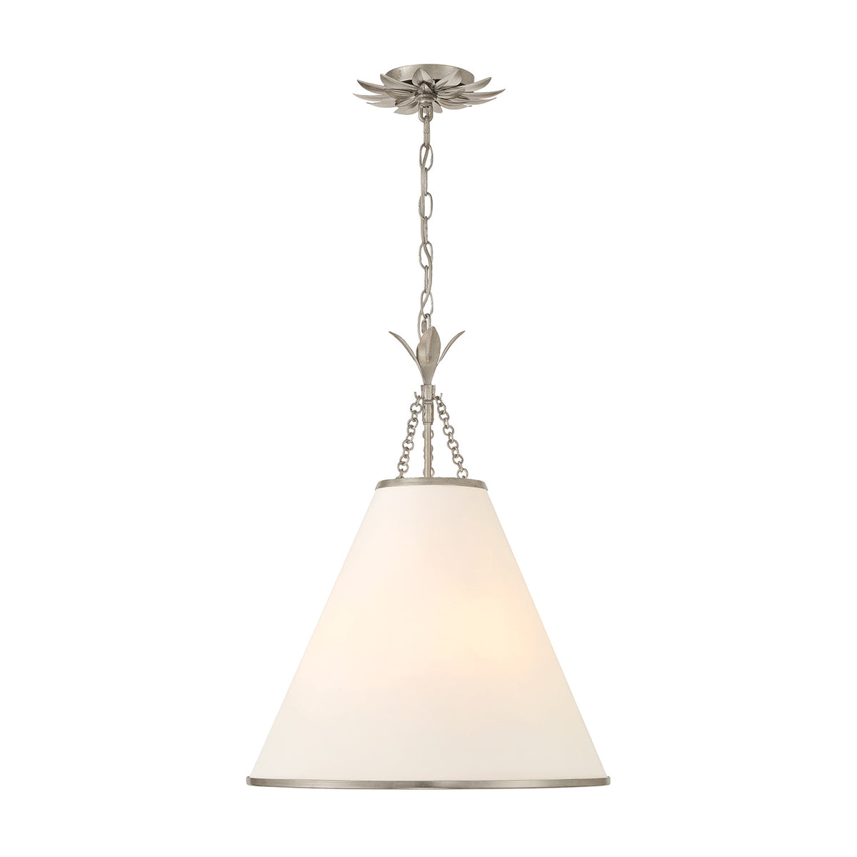 Alice Conical Pendant 18", Antique Silver with Fabric Shade