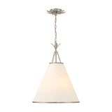 Alice Conical Pendant 18", Antique Silver with Fabric Shade