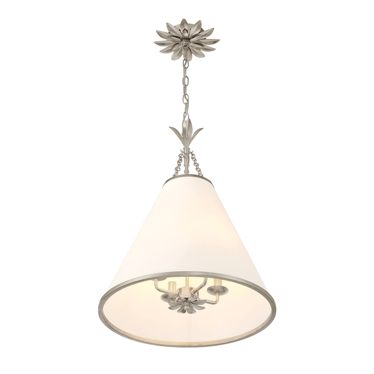 Alice Conical Pendant 18", Antique Silver with Fabric Shade