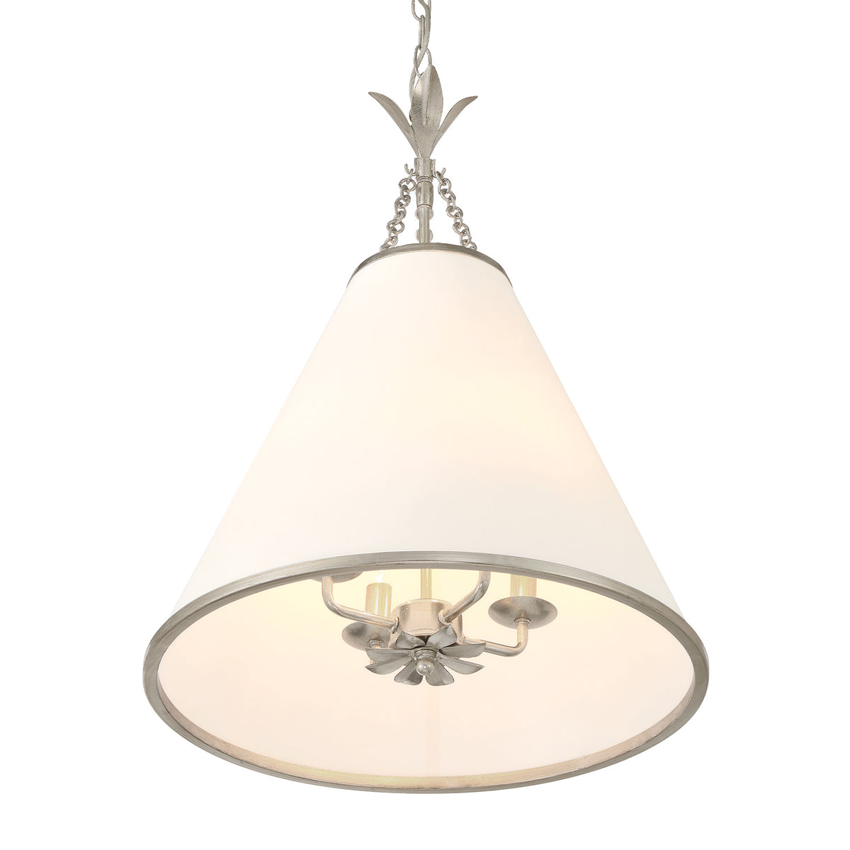 Alice Conical Pendant 18", Antique Silver with Fabric Shade