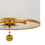 Alice Drum Chandelier 14", Antique Gold with Fabric Shade, close-up of the antique gold ball finial under the shade