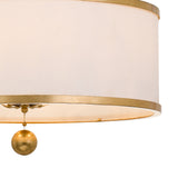 Alice Drum Chandelier 24", Antique Gold with Fabric Shade, close-up of Antique Gold ball finial under the drum shade