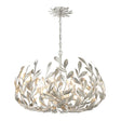 Alison Chandelier 27", Antique Silver, angled view showing exposed bulbs inside the leaf frame