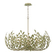 Alison Chandelier 42", Antique Sage, angled view showing the wide leafy frame, chain, and exposed bulbs