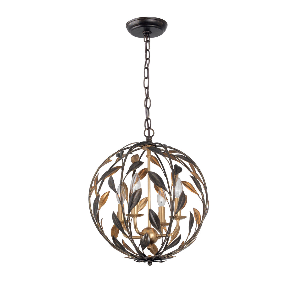 Alison Pendant 16", Antique Bronze and Antique Gold