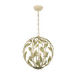 Alison Pendant 16", Antique Sage, front view showing round canopy, chain, and leaf globe with exposed bulbs