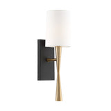 Kellan Wall Sconce 18", Aged Brass and Forged Black with White Fabric