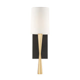 Kellan Wall Sconce 18", Aged Brass and Forged Black with White Fabric