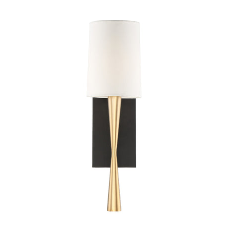 Kellan Wall Sconce 18", Aged Brass and Forged Black with White Fabric