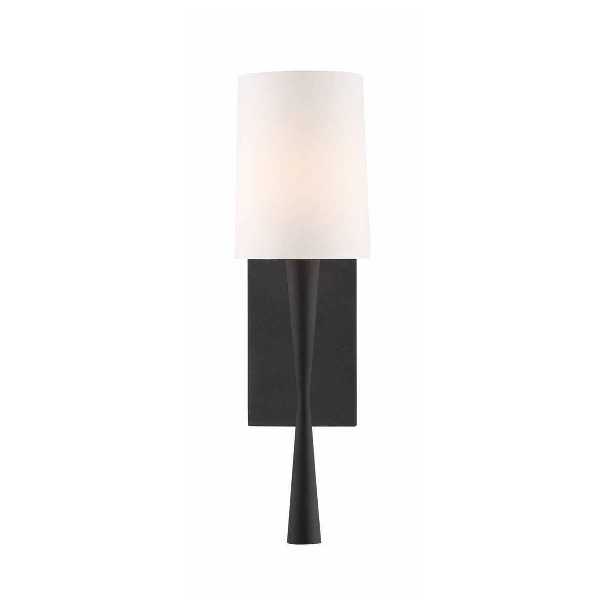 Kellan Wall Sconce 18", Forged Black and White Fabric