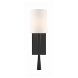 Kellan Wall Sconce 18", Forged Black and White Fabric
