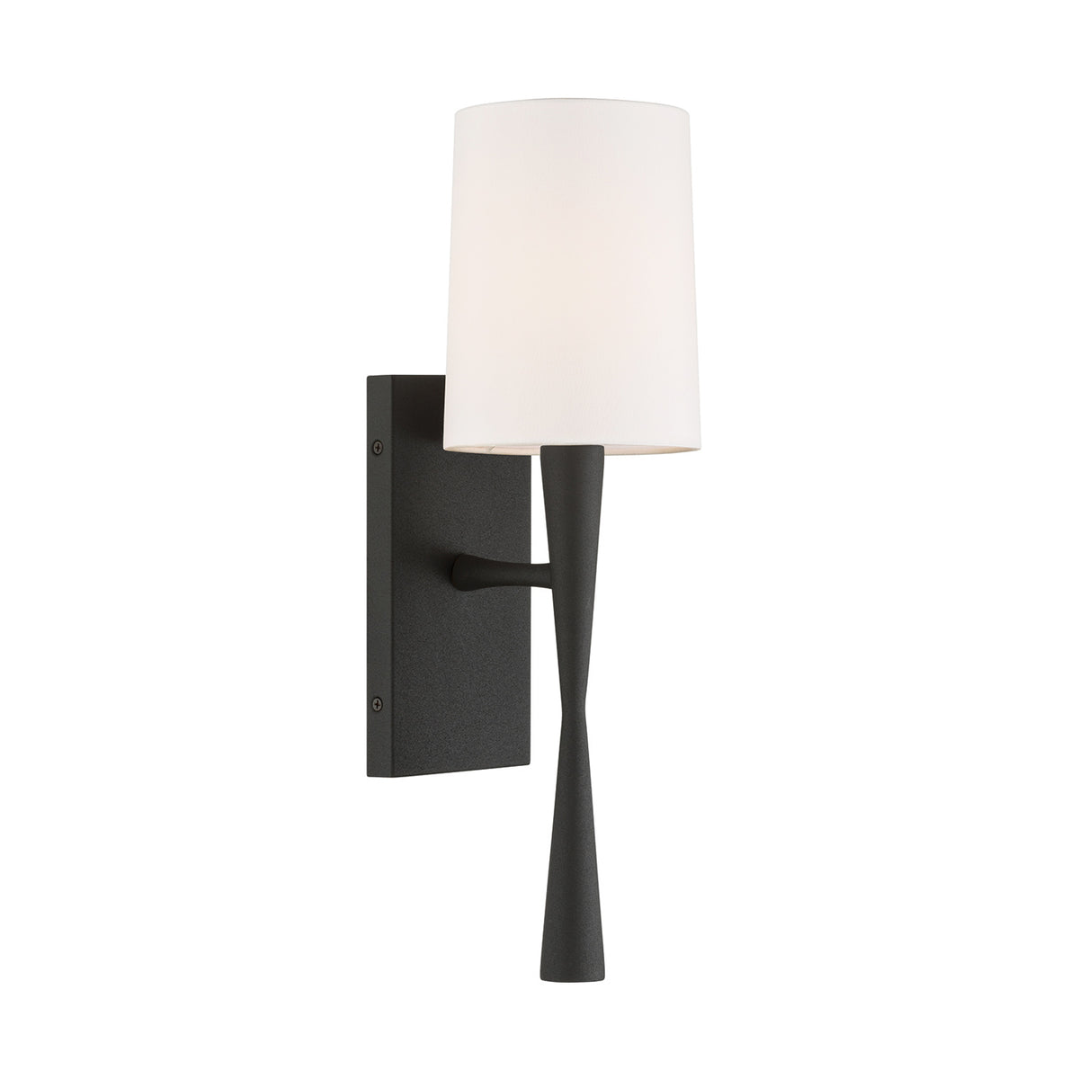 Kellan Wall Sconce 18", Forged Black and White Fabric