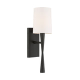 Kellan Wall Sconce 18", Forged Black and White Fabric