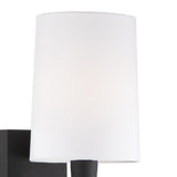 Kellan Wall Sconce 18", Forged Black and White Fabric