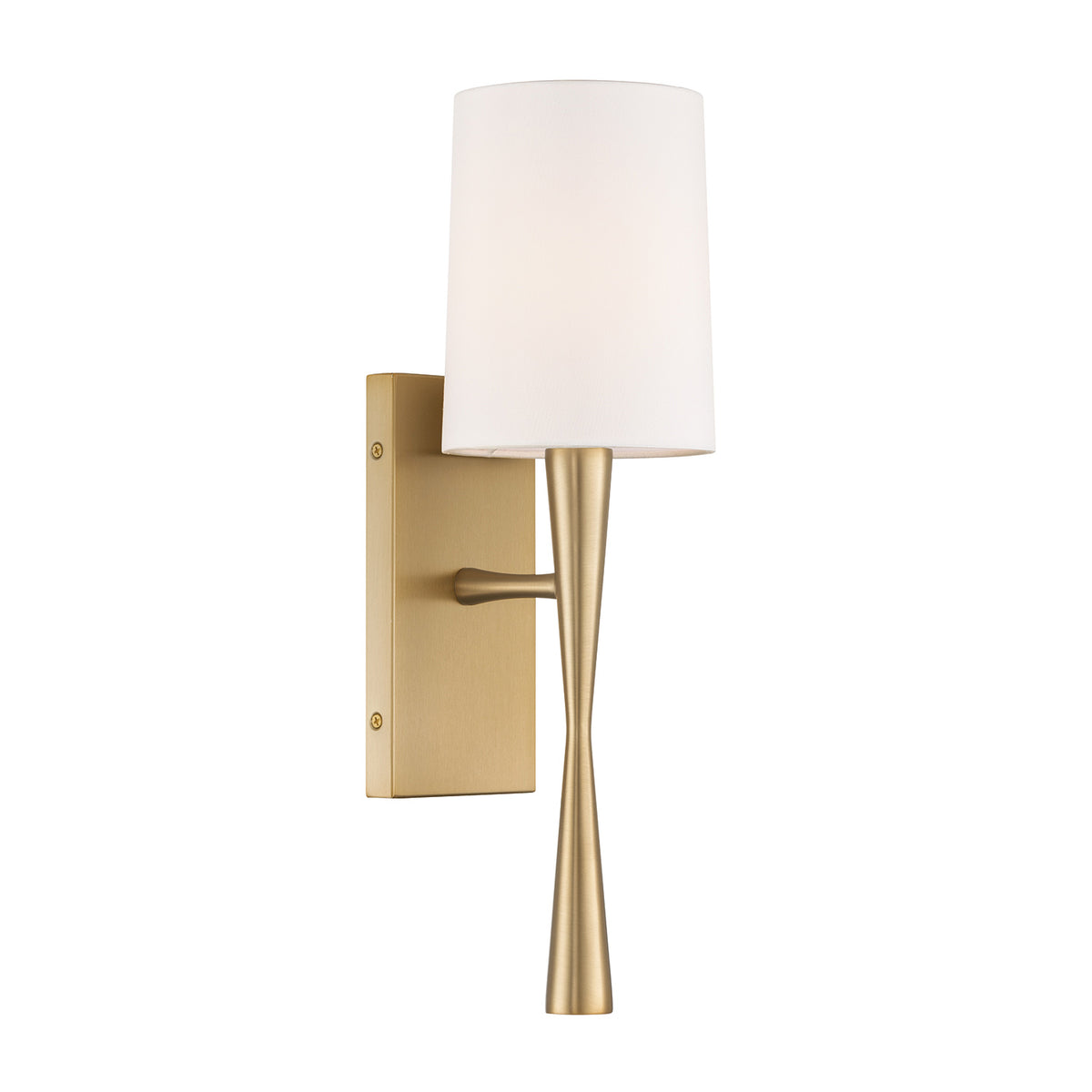 Kellan Wall Sconce 18", Aged Brass and White Fabric