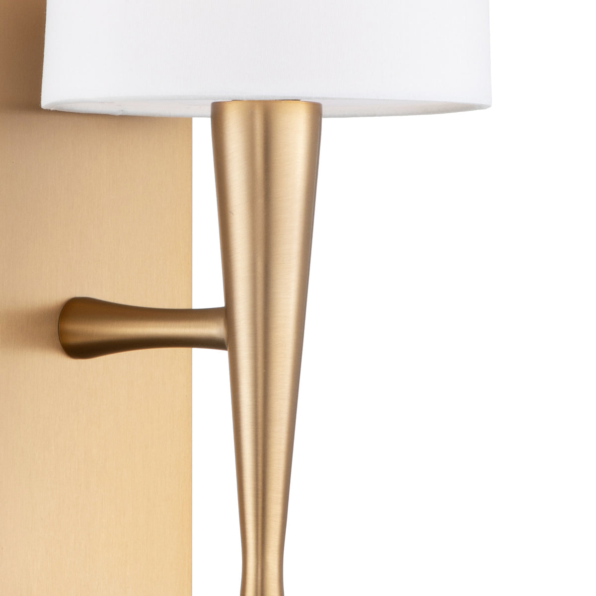 Kellan Wall Sconce 18", Aged Brass and White Fabric