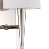 Kellan Wall Sconce 18", Polished Nickel and White Fabric