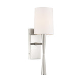 Kellan Wall Sconce 18", Polished Nickel and White Fabric