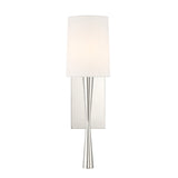 Kellan Wall Sconce 18", Polished Nickel and White Fabric
