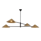 Concord 4 Light Chandelier 58", Brushed Brass and Matte Black