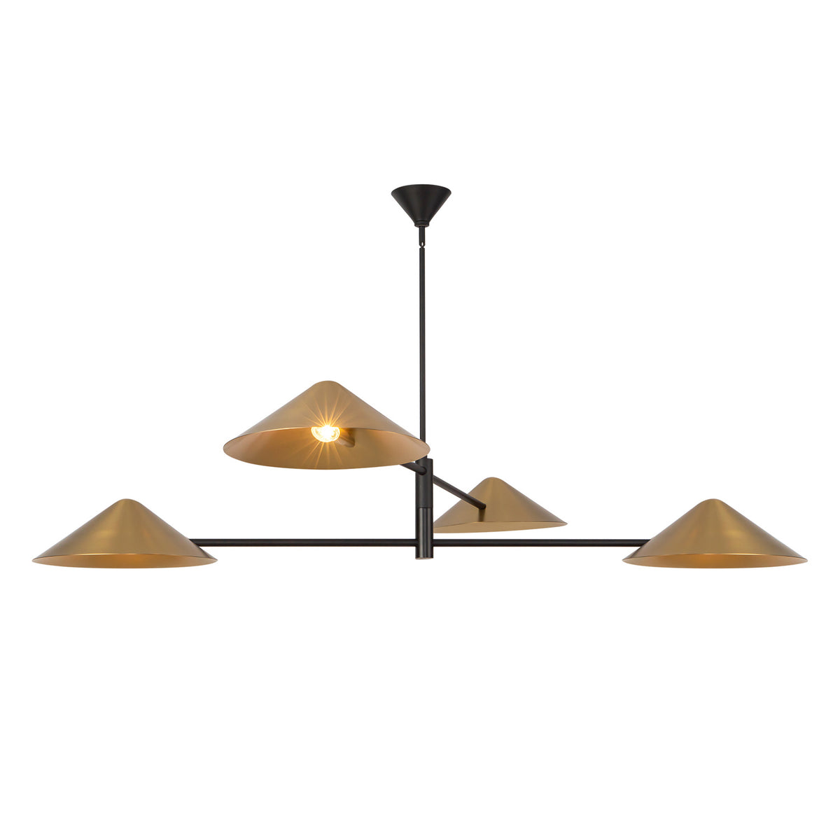 Concord 4 Light Chandelier 58", Brushed Brass and Matte Black