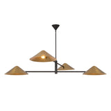 Concord 4 Light Chandelier 58", Brushed Brass and Matte Black