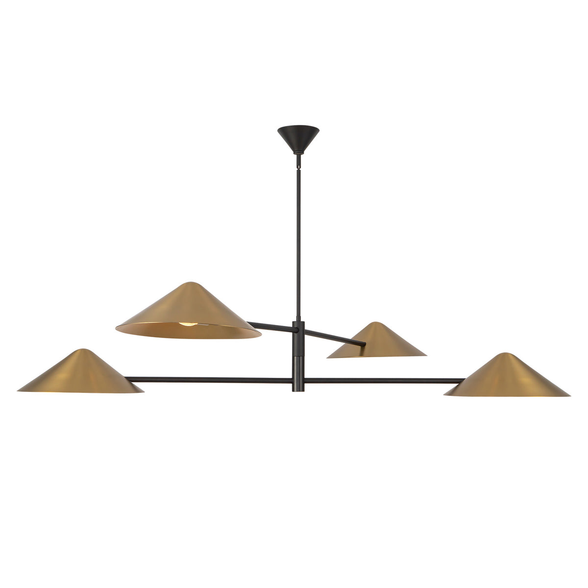 Concord 4 Light Chandelier 58", Brushed Brass and Matte Black