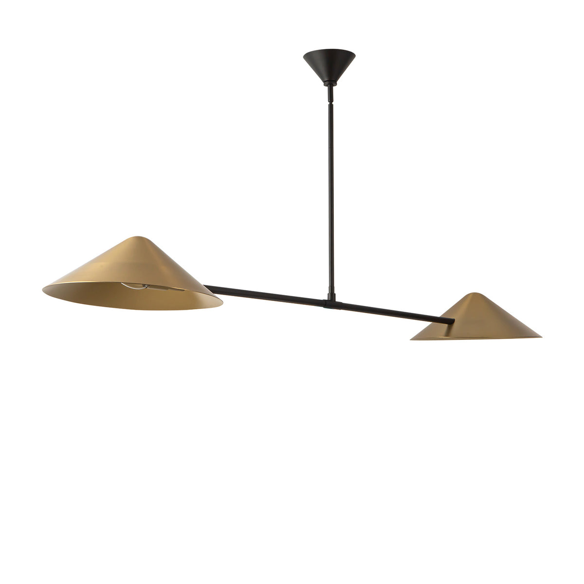 Concord 2 Light Linear Pendant 58", Brushed Brass and Matte Black
